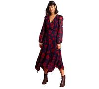 Roman Originals Women Floral Print Chiffon Midi Dress - Ladies Spring Everyday Summer Evening Vacation Work Holiday Long Sleeve Smart Casual - Purple - Size 12