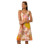 Roman Originals Women Floral Print Layered Fit & Flare Dress - Ladies Spring Everyday Summer Holiday Round Neckline Comfy Swing Shape Soft Sleeveless Relaxed Gown Frocks - Pink Paisley - Size 10