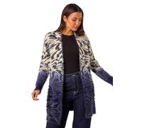 Roman Originals Women Fluffy Cardigan Ladies Winter Cardi Longline Edge to Edge Ombre Coatigan Casual Sparkly Glittery Jacket Knitwear Knitted Autumn Fleecy Cosy Soft Coats - Purple Multi - Size 18