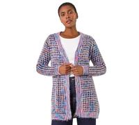 Roman Originals Women Fluffy Cardigan Ladies Winter Cardi Longline Edge to Edge Ombre Coatigan Casual Sparkly Glittery Jacket Knitwear Knitted Autumn Fleecy Cosy Soft Coats - Lavender - Size 10