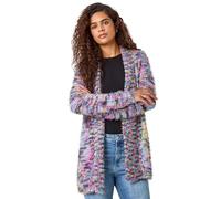 Roman Originals Women Fluffy Cardigan Ladies Winter Cardi Longline Edge to Edge Ombre Coatigan Casual Sparkly Glittery Jacket Knitwear Knitted Autumn Fleecy Cosy Soft Coats - Purple Blue - Size 10