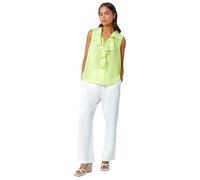 Roman Originals Women Frill Front Vest Top Ladies Ruffle Blouse Summer Spring Special Occasion Evening Holiday Cruise Cocktail Party Short Long Sleeve Sleeveless V-Neck - Petite Lime - Size 16