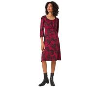 Roman Originals Women Gathered Chest Dress Ladies Stretchy Fit & Flare Swing Tea A Line Skater Empire Waist Ruched Knee Length Midi Smart Casual Work Going Out Party - Wine Black - Size 10