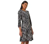 Roman Originals Women Gathered Chest Dress Ladies Stretchy Fit & Flare Swing Tea A Line Skater Knee Length Midi Smart Casual Work Going Out Cocktail Party Gathered - Chocolate - Size 18