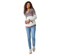 Roman Originals Women Jumper with Hood Ladies Winter Knitted Hoodie with Pockets Nordic Aztec Print Hooded Sweater Knit Knitwear Autumn Flattering Going Out Casual Smart - Ivory - Size 16