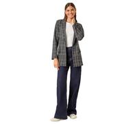Roman Originals Women Longline Textured Jersey Blazer - Ladies Smart Casual Formal Office Work Meeting Interview Ceremony Lapel Mock Pocket Detail Marl Look Long Sleeve Jacket - Black - Size 10