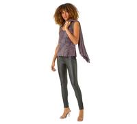 Roman Originals Women Ombre Metallic Plisse Vest Top - Ladies Spring Everyday Summer Evening Vacation Work Holiday Long Sleeve Smart Casual - Pink - Size 12