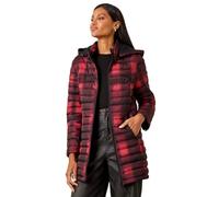 Roman Originals Women Padded Longline Coat with Hood - Ladies Zip Through Autumn Winter Long Length Lightweight Quilted Warm Cosy Everyday Zip Up Casual Jackets Coats - Burgundy - Size 14