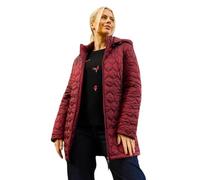 Roman Originals Women Padded Longline Coat with Hood - Ladies Zip Through Autumn Winter Long Length Lightweight Quilted Warm Cosy Everyday Zip Up Casual Jackets Coats - Crimson - Size 12