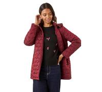 Roman Originals Women Padded Longline Coat with Hood - Ladies Zip Through Autumn Winter Long Length Lightweight Quilted Warm Cosy Everyday Zip Up Casual Jackets Coats - Crimson - Size 14