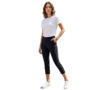 Roman Originals Women Petite Cropped Stretch Trouser - Ladies Pull On Office Casual Everyday Work Interview Tapered Narrow Boho Flattering Slim Fit - Black - Size 10