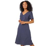 Roman Originals Women Petite Floral Print Stretch Jersey Dress - Ladies Spring Everyday Summer Holiday Vacation Work Casual Smart Comfy Soft Relaxed - Navy - Size 14