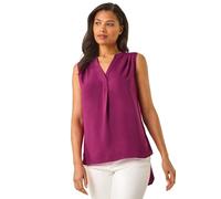 Roman Originals Women Pleated Vest Tank Top Ladies Sleeveless Blouse Shirt Tunic Summer Autumn Holiday V-Neck Work Office Cocktail Party Special Occassion Going Out - Magenta - Size 10