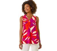 Roman Originals Women Pleated Vest Tank Top Ladies Sleeveless Blouse Shirt Tunic Summer Autumn Holiday V-Neck Work Office Cocktail Party Special Occassion Going Out - Cerise - Size 18