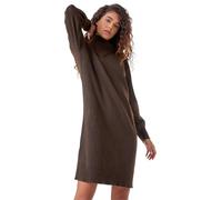 Roman Originals Women Roll Neck Knitted Dress - Ladies Spring Everyday Summer Evening Vacation Work Holiday Long Sleeve Smart Casual Comfy - Chocolate - Size 20