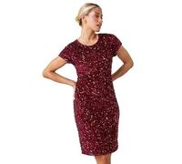 Roman Originals Women Sequin Dress - Ladies Velvet Shift Bodycon Glitter Embellished Ombre Sparkly Christmas Xmas New Years Eve NYE - Red Sparkle - Size 14