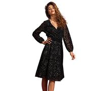 Roman Originals Women Shimmer Animal Print Lace Wrap Dress - Ladies Spring Everyday Summer Evening Vacation Work Smart Casual Holiday Long Sleeve Cruise - Black - Size 10