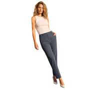 Roman Originals Women Short Straight Leg Stretch Trouser - Ladies Spring Everyday Summer Holiday Jetted Side Pocket Soft Belt Lops Comfy Bottom Essential Pants - Grey Short (25 inch) - Size 18
