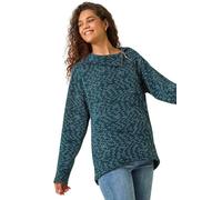 Roman Originals Women Side Split Zip Detail Tunic Top - Ladies Spring Everyday Summer Daywear Open Neckline Knitted Zip Fastened Comfy Long Sleeves Jumpers