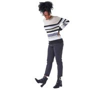 Roman Originals Women Stripe Print Jumper - Ladies Spring Everyday Summer Holiday Crew Neckline Comfy Long Sleeve Soft Star Pull Over Hem Sweaters - Stone - Size 8