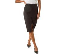 Roman Originals Women Suedette Stretch Pencil Skirt - Ladies Spring Everyday Summer Evening Vacation Work Holiday Smart Casual - Black - Size 12