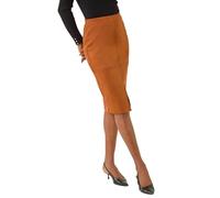 Roman Originals Women Suedette Stretch Pencil Skirt - Ladies Spring Everyday Summer Evening Vacation Work Holiday Smart Casual - Tan - Size 10