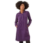 Roman Originals Womens Corduroy Tunic Shirt Dress - Ladies Autumn Everyday Winter Holiday Long Sleeve Soft Pockets Comfy Cuffs Frock Knee Length Gowns - Purple - Size 20