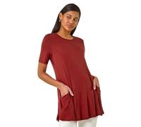 Roman Originals Women's Longline Long Stretch Jersey Tunic Blouse with Pockets, 3/4 Sleeve, Round Neck, Hanky Hem, Tie Dye Print, Regular Fit