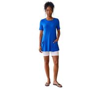 Roman Originals Women's Longline Long Stretch Jersey Tunic Blouse with Pockets, 3/4 Sleeve, Round Neck, Hanky Hem, Tie Dye Print, Regular Fit