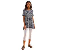 Roman Originals Women's Longline Long Stretch Jersey Tunic Blouse with Pockets, 3/4 Sleeve, Round Neck, Hanky Hem, Tie Dye Print, Regular Fit