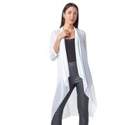 Roman Originals Women's Mesh Sheer Longline Kimono - Ladies Fashion Cover ups for Formal Fancy Casual Everyday Work Evening Dinners Party Christmas New Years Occasions - Ivory - Size 12