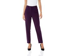 Roman Originals Work Trousers for Women UK Ladies Office Smart Stretch Suit Pants Slacks Cigarette Straight Leg Tailored High Elasticated Waist Ankle Grazer Slim - Regular Plum (28 inch) - Size 10