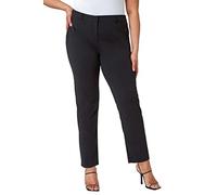 Roman Originals Work Trousers for Women UK Ladies Office Smart Stretch Suit Pants Slacks Cigarette Straight Leg Tailored High Elasticated Waist Ankle Grazer Slim - Plus Plain Black - Size 16