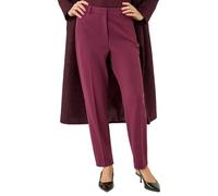Roman Originals Work Trousers for Women UK Ladies Office Smart Stretch Suit Pants Slacks Cigarette Straight Leg Tailored High Elasticated Waist Ankle Grazer Slim - Aubergine (Short) - Size 14