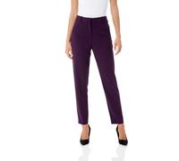 Roman Originals Work Trousers for Women UK Ladies Office Smart Stretch Suit Pants Slacks Cigarette Straight Leg Tailored High Elasticated Waist Ankle Grazer Slim - Purple Short (25 inch) - Size 12