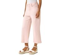 Roman Originials Denim Culottes for Women UK Ladies Cotton Cropped Trouser Wide Leg Jean Stretch Pants Capri 3/4 Length Three Quarter Summer Loose Casual Spring Lounge Pockets - Light Pink - Size 14