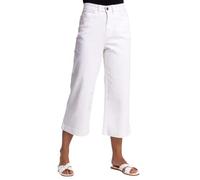 Roman Originials Denim Culottes for Women UK Ladies Cotton Cropped Trouser Wide Leg Jean Stretch Pants Capri 3/4 Length Three Quarter Summer Loose Casual Spring Lounge Pockets - White - Size 10