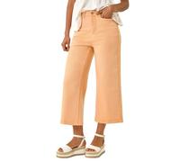 Roman Originials Denim Culottes for Women UK Ladies Cotton Cropped Trouser Wide Leg Jean Stretch Pants Capri 3/4 Length Three Quarter Summer Loose Casual Spring Lounge Pockets - Peach - Size 16