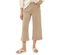 Roman Originials Denim Culottes for Women UK Ladies Cotton Cropped Trouser Wide Leg Jean Stretch Pants Capri 3/4 Length Three Quarter Summer Loose Casual Spring - Beige - Size 16