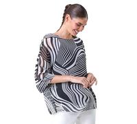 Roman Overlay Top for Women UK - Ladies Summer Blouse Spring Everyday Holiday Autumn Work Winter Round Neckline Comfy Pull-On Soft Vacation 3/4 Length Sleeves