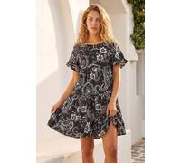 Roman Originals Smock Dress for Women UK Ladies Swing A Line Tiered Pocket Slouch Summer Spring Everyday Evening Work Holiday Short Sleeve Smart Casual Beach Lightweight Shift - Black - Size 20