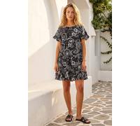 Roman Originals Smock Dress for Women UK Ladies Swing A Line Tiered Pocket Slouch Summer Spring Everyday Evening Work Holiday Short Sleeve Smart Casual Beach Lightweight Shift - Black - Size 12