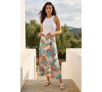 Roman Jersey Skirt for Women UK - Ladies Midi Maxi Floral Animal Print Autumn Winter Swing Smart Casual Office Cocktail Party Going Out Evening Holiday Cruise - Paisley Light Blue - Size 18