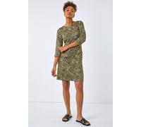 Roman Paisley Print Pocket Shift Stretch Dress In Olive Olive 20