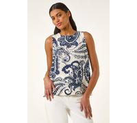 Roman Paisley Print Shell Top In Navy Navy 10