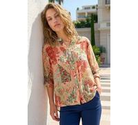 Roman Paisley Print V-Neck Blouse In Pale Orange Pale Orange