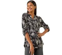 Roman Paisley Print V-Neck Stretch Shirt In Black Black 18
