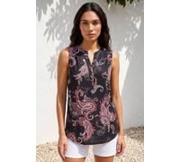 Roman Women's Paisley Puff Print Vest Top in Black | Size: 18 Roman Black 18
