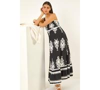 Roman Paisley Ric Rac Maxi Dress In Black Black 18