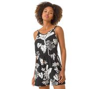 Roman Palm Double Strap Playsuit In Black Black 20